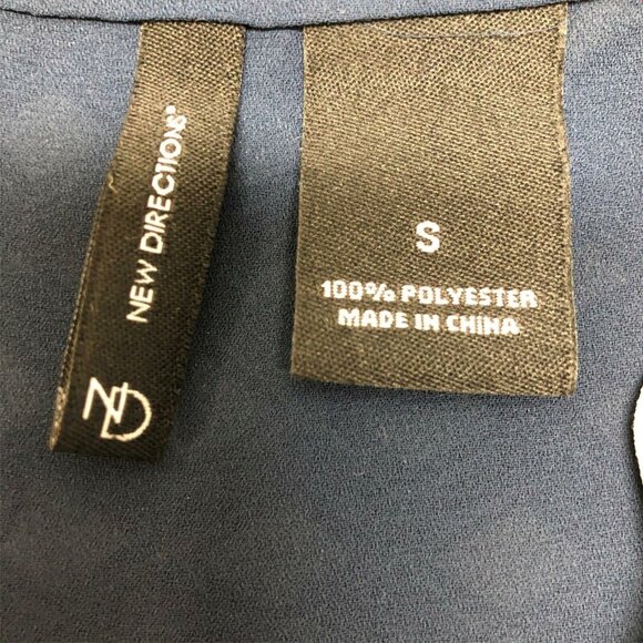 New Directions Blouse Shirt Top Womens Small Blue White Career Work Boho Pullove - Picture 5 of 5